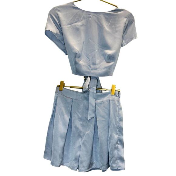 Mable – Juno Tied Detail Top and Shorts Set – Blue – S - Picture 3 of 12